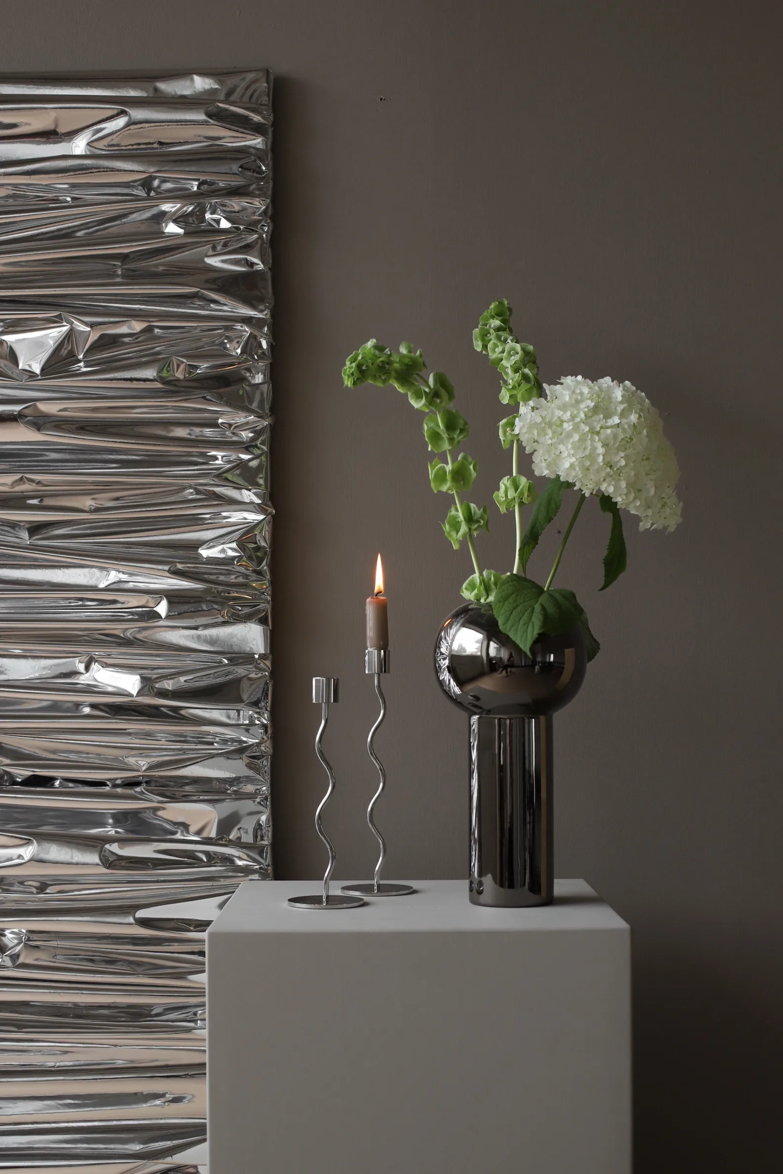 Curved kandelaar 23 cm, Roestvrij staal Cooee Design