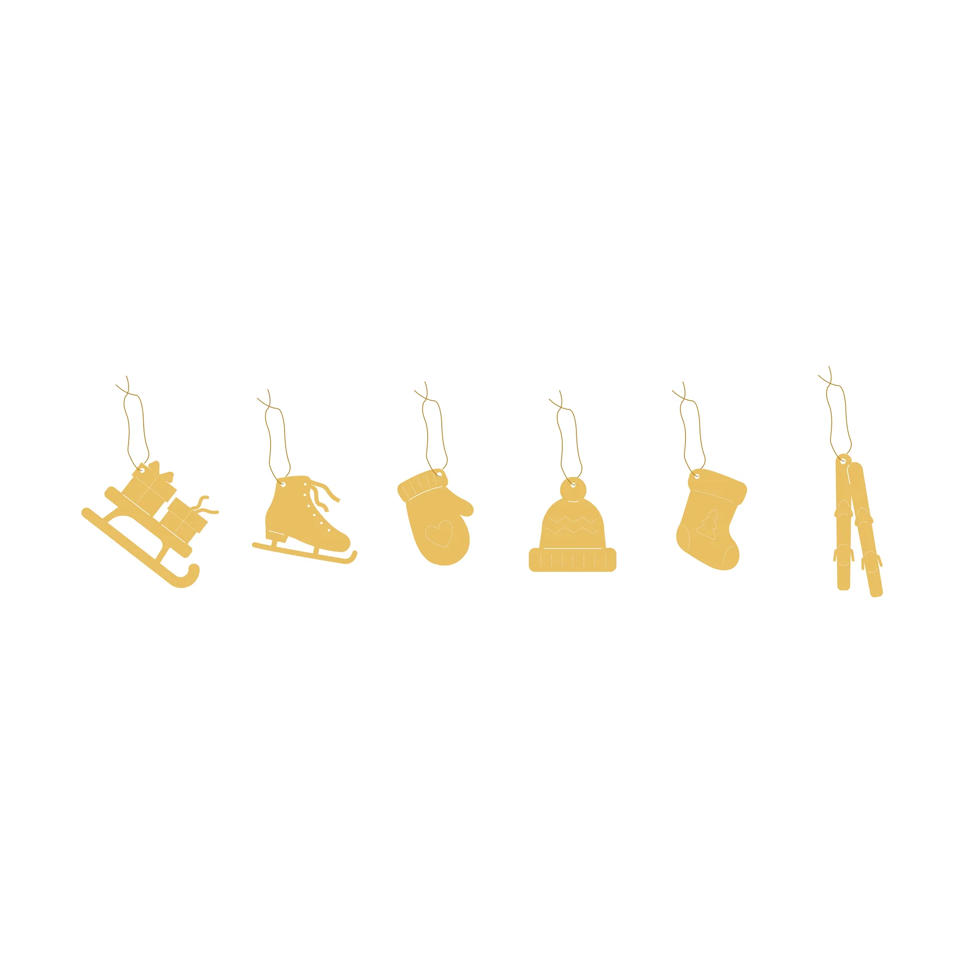 Deco Winter activities kersthangertjes 6 delen, Messing Cooee Design