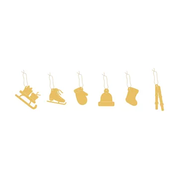 Deco Winter activities kersthangertjes 6 delen - Messing - Cooee Design