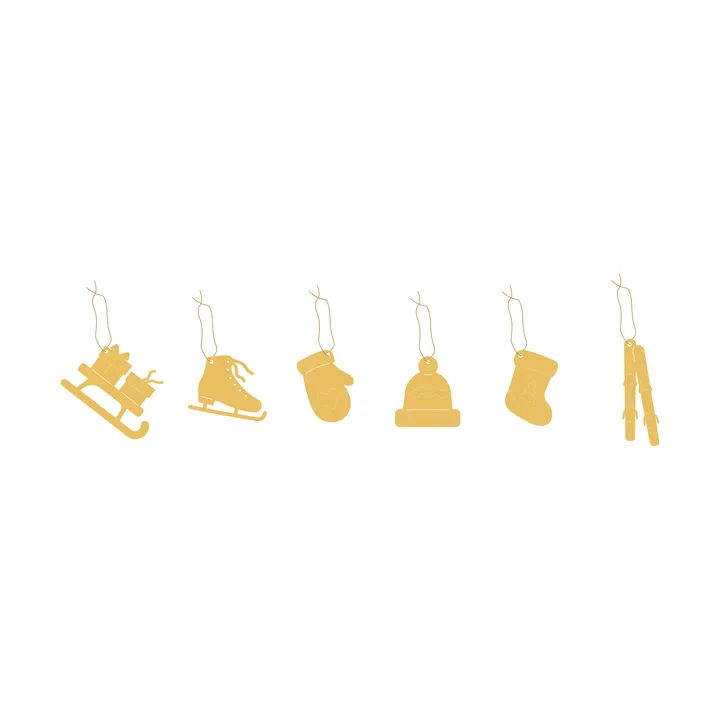 Deco Winter activities kersthangertjes 6 delen - Messing - Cooee Design