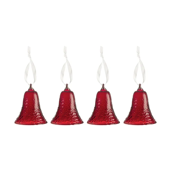 Gry bell klok 8 cm 4-pack - Dieprood - Cooee Design