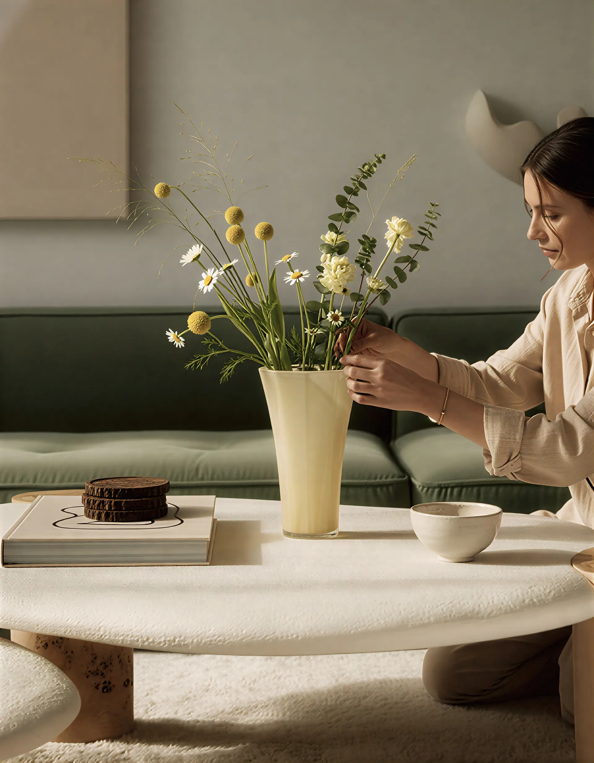 Liliané vaas 18 cm, Butter yellow Cooee Design