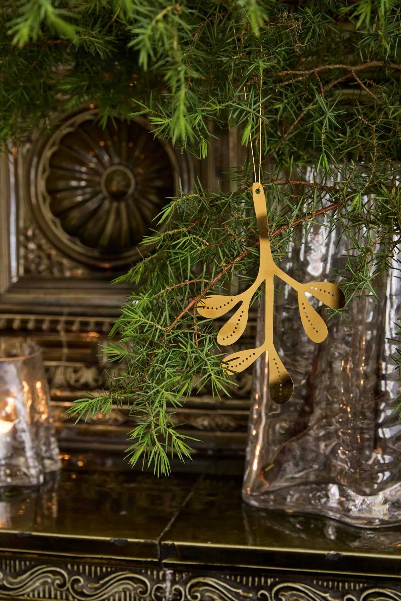 Mistletoe kersthanger 2-pack, Messing, 12 cm Cooee Design