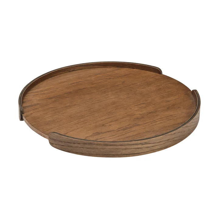 Woody dienblad - Donkergebeitst eiken, Ø35 cm - Cooee Design