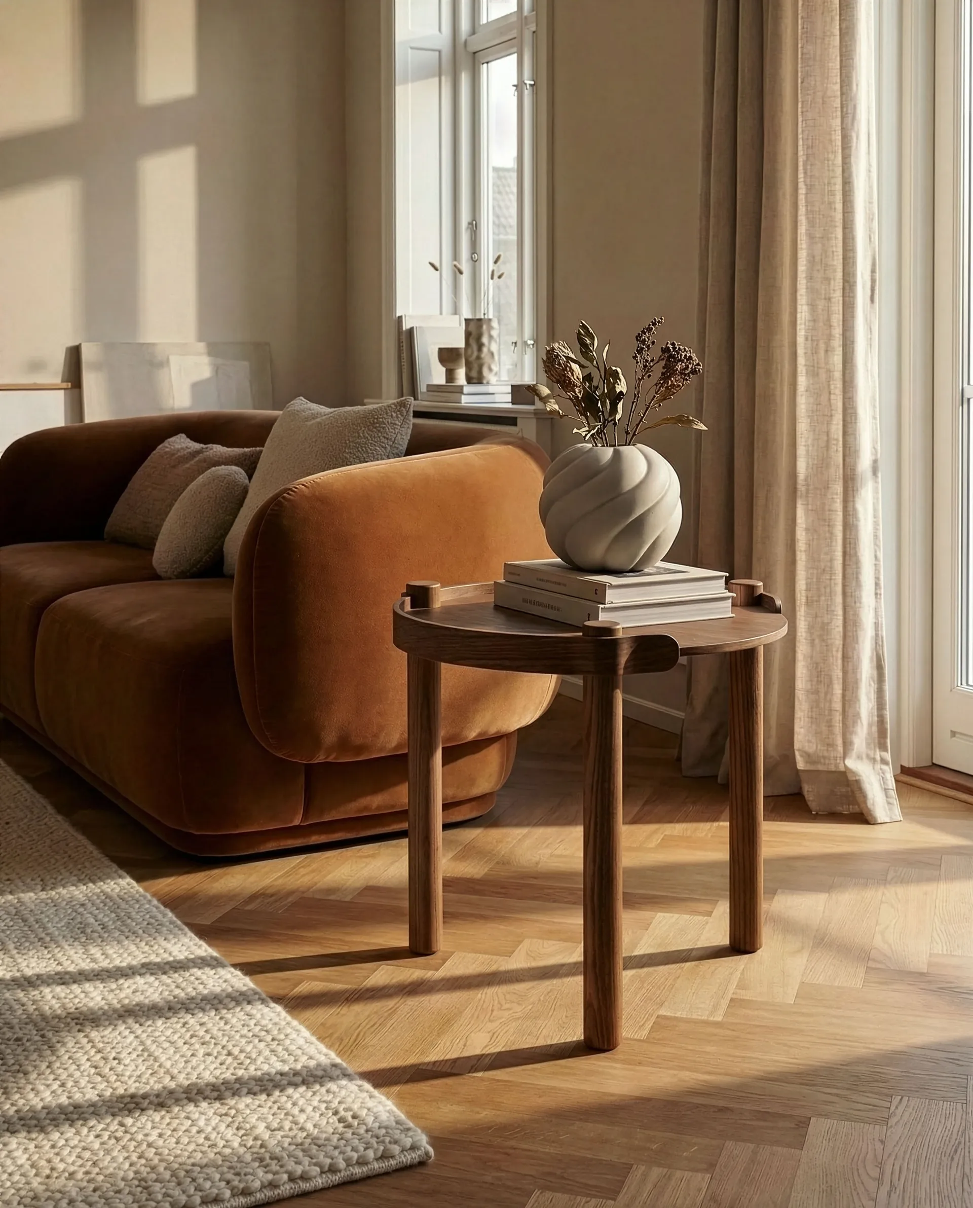 Woody tafel Ø45 cm, Donkergebeitst eiken Cooee Design