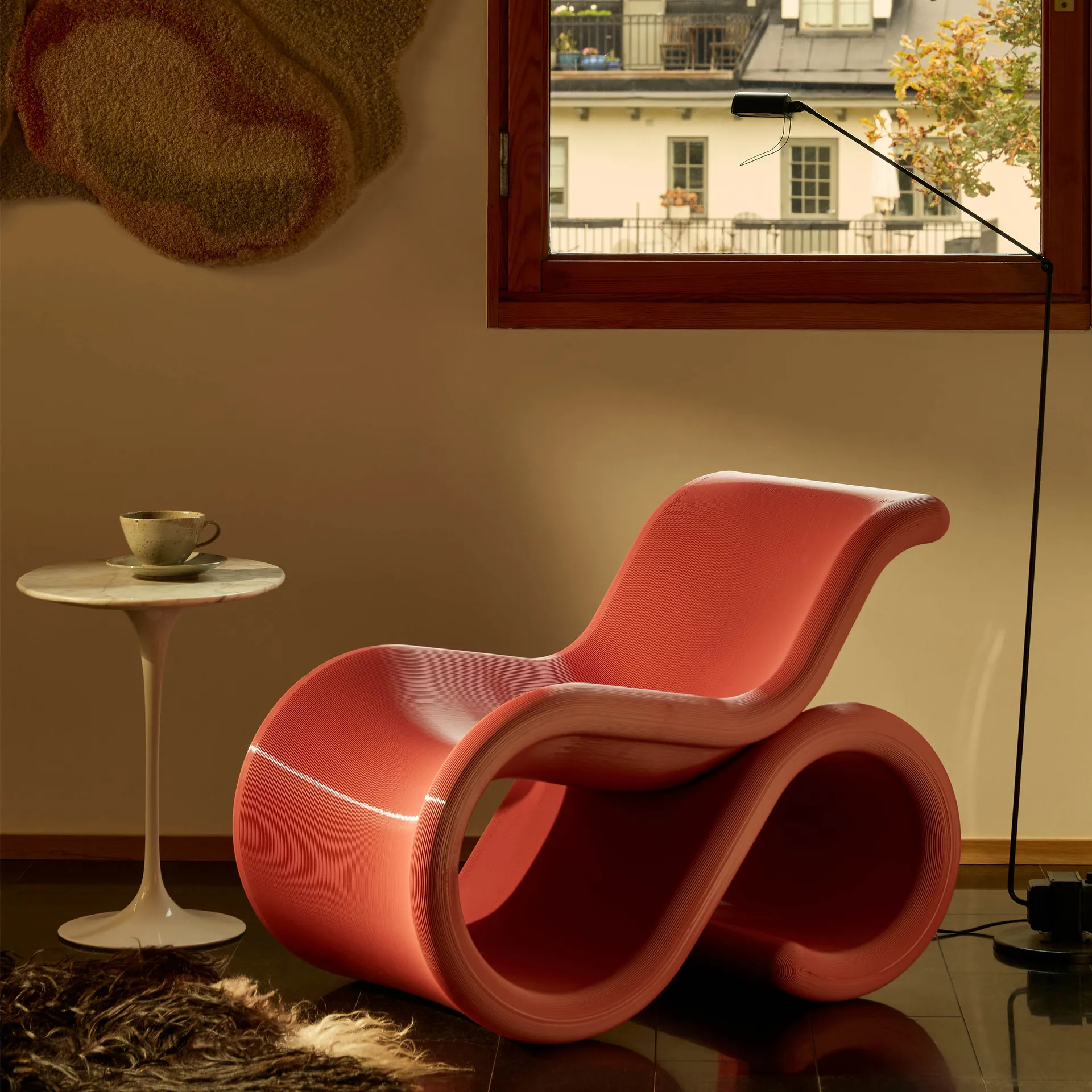 Éclair chair loungestoel, Bubblegum Crème Atelier