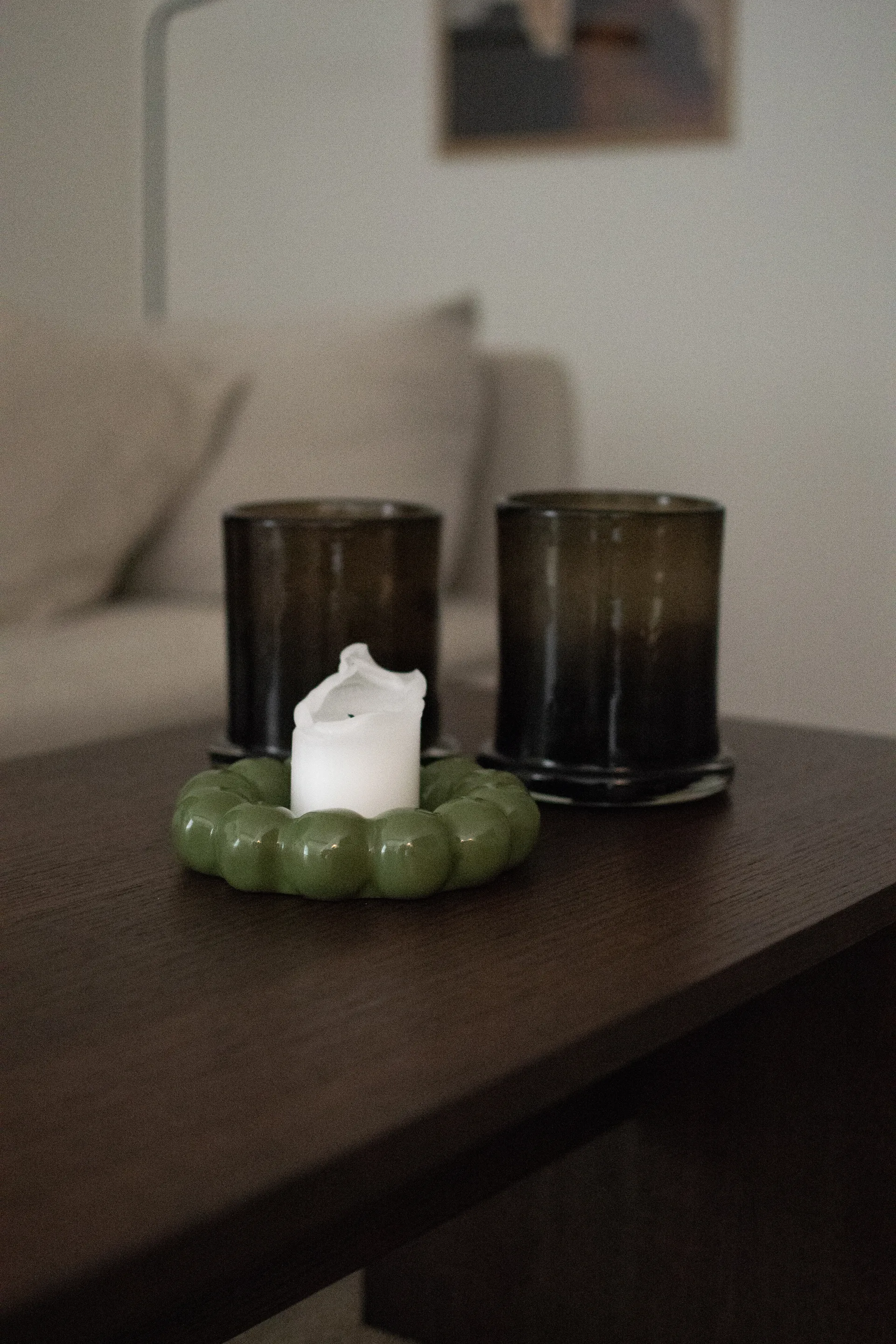 Bright kaarsenhouder Ø17 cm, Glanzend groen DBKD