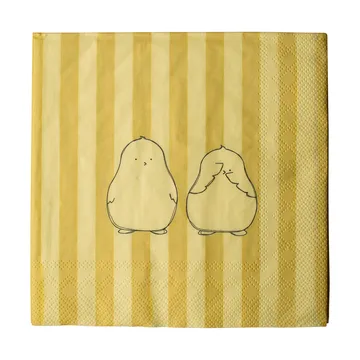 Chubby chicken stripe papieren servet 20-pack - Creme, 33x33 cm - DBKD