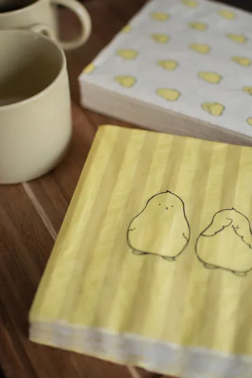 Chubby chicken stripe papieren servet 20-pack - Creme, 33x33 cm - DBKD