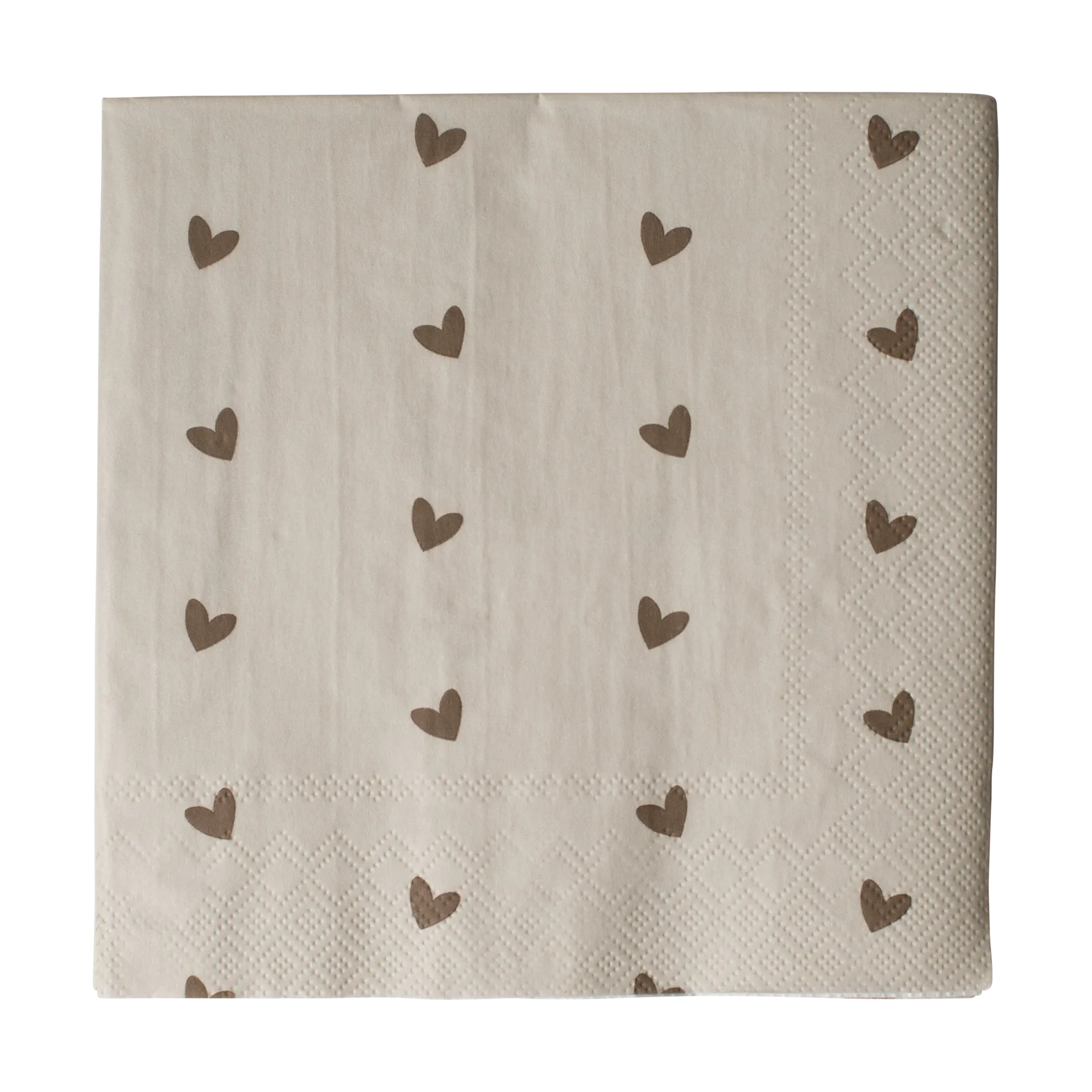Heart papieren servet 33x33 cm 20-pack, Bruin-beige DBKD