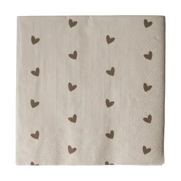Heart papieren servet 33x33 cm 20-pack - Bruin-beige - DBKD