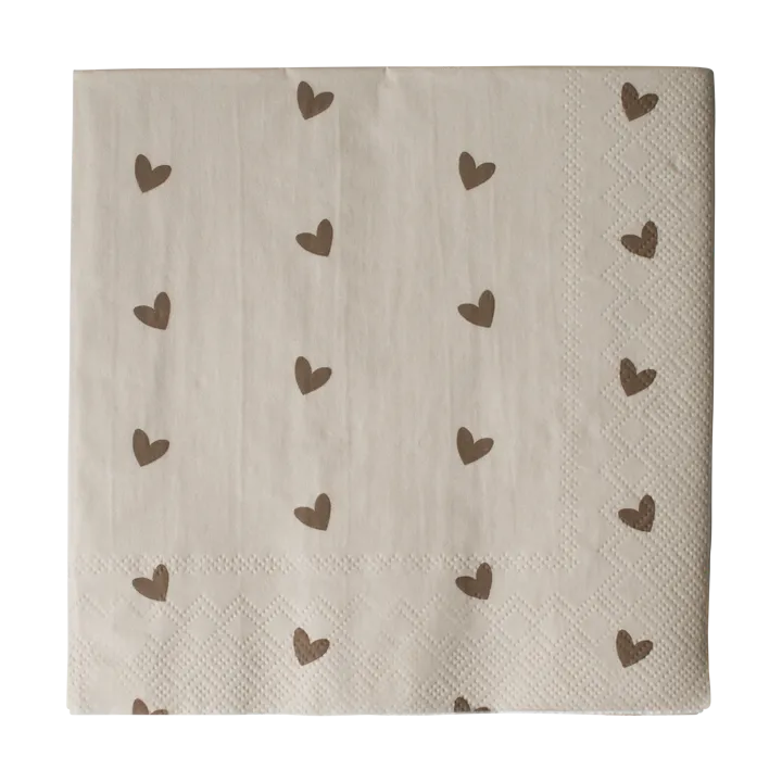 Heart papieren servet 33x33 cm 20-pack - Bruin-beige - DBKD