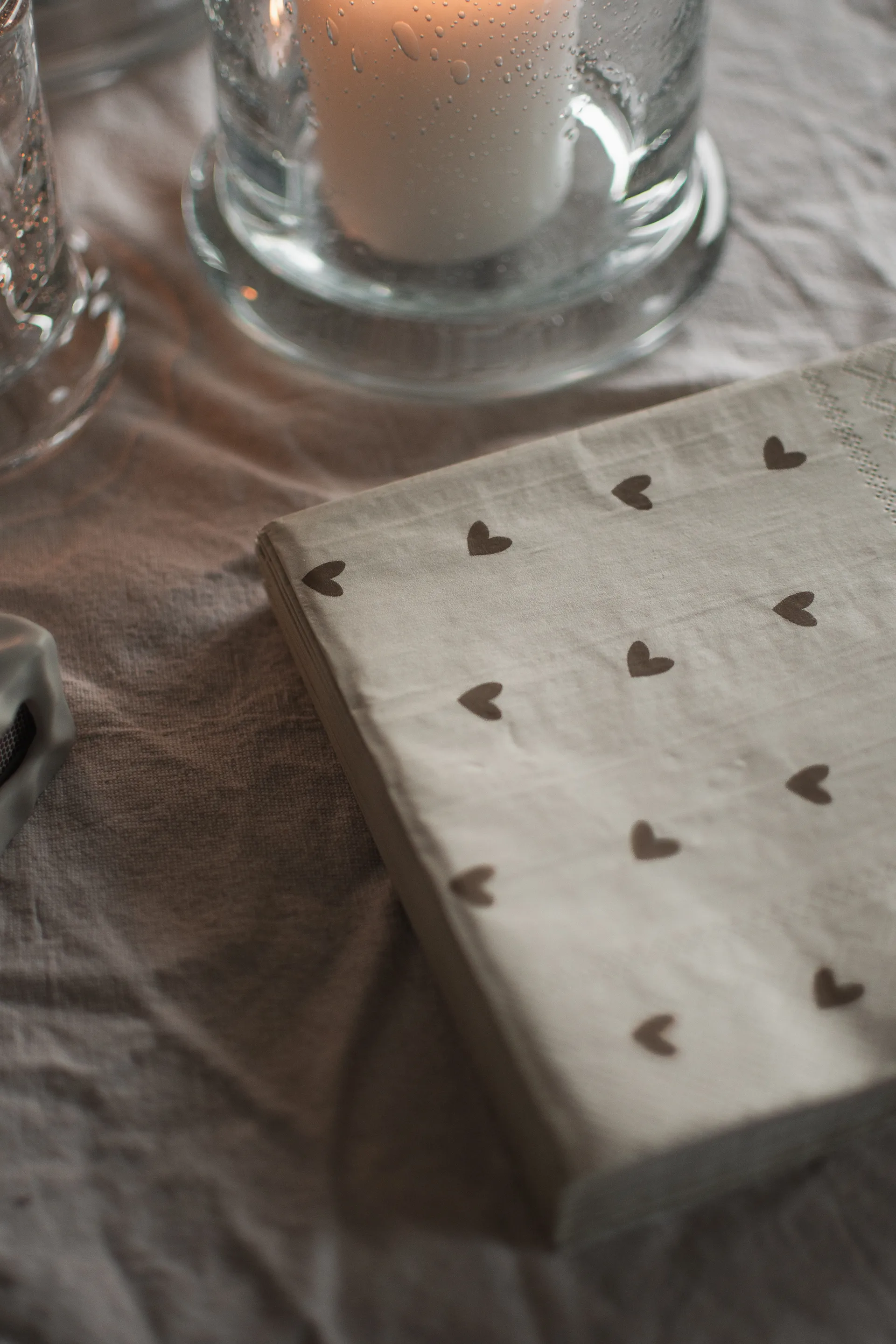 Heart papieren servet 33x33 cm 20-pack, Bruin-beige DBKD