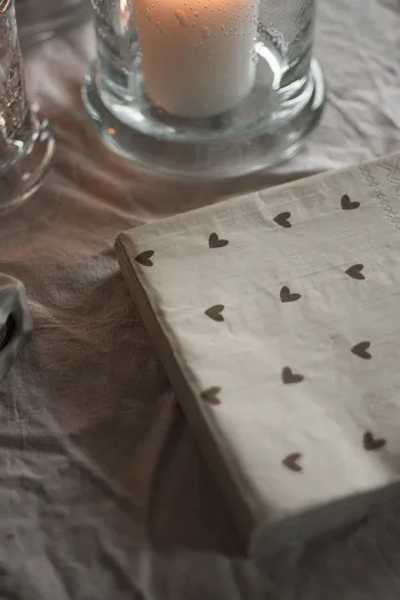 Heart papieren servet 33x33 cm 20-pack - Bruin-beige - DBKD