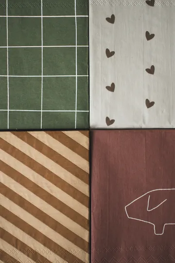 Heart papieren servet 33x33 cm 20-pack - Bruin-beige - DBKD