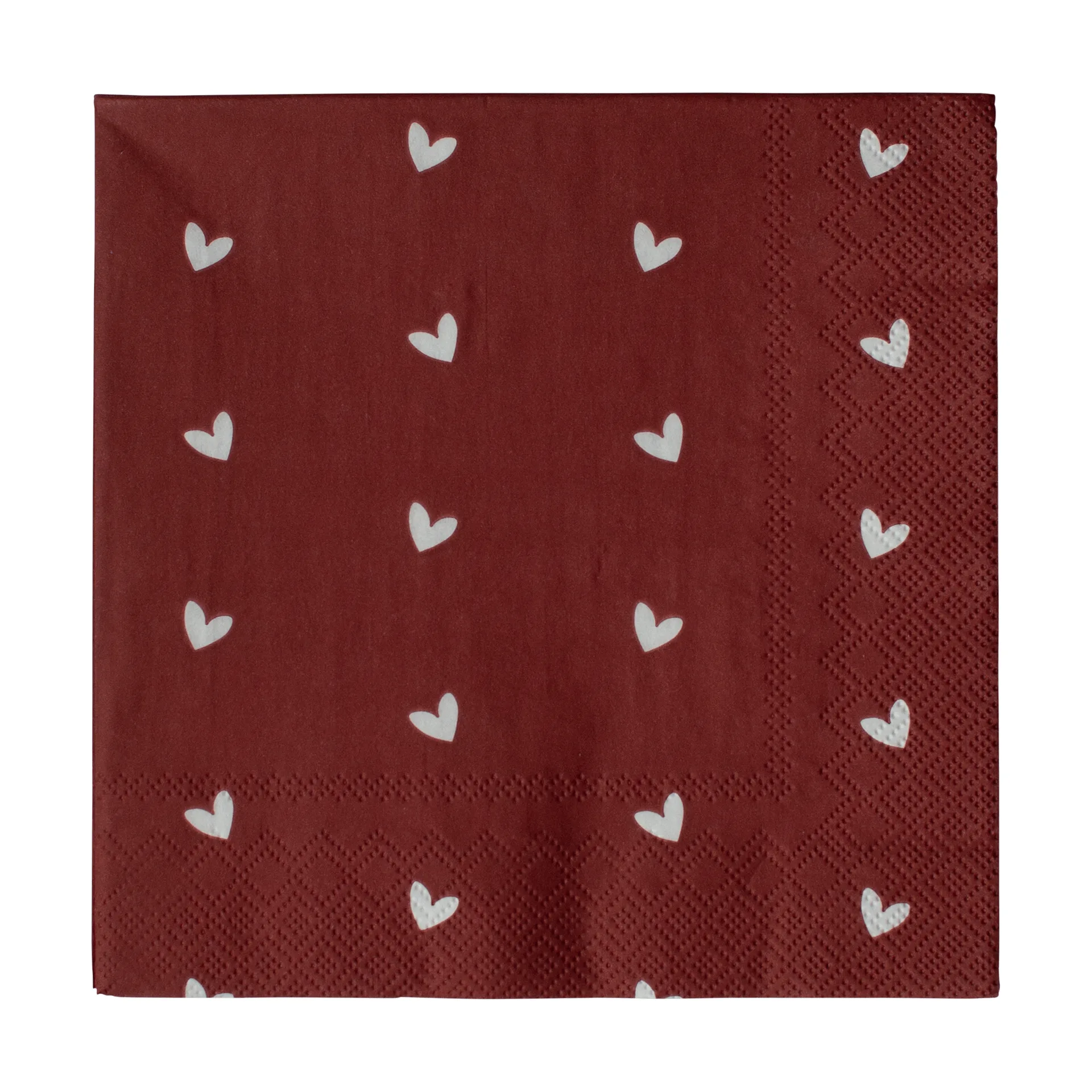 Heart papieren servet 33x33 cm 20-pack, Dark red DBKD