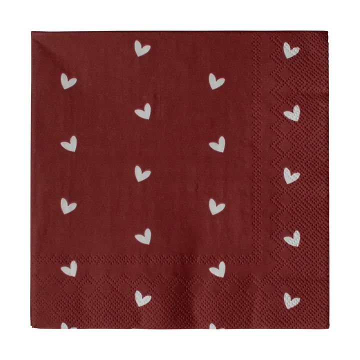 Heart papieren servet 33x33 cm 20-pack - Dark red - DBKD