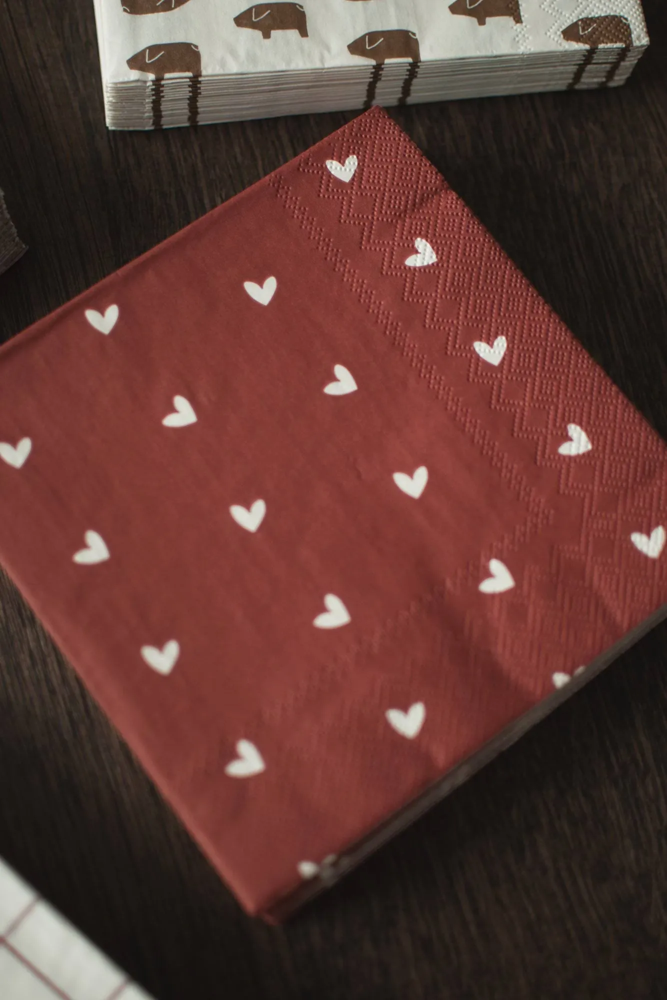 Heart papieren servet 33x33 cm 20-pack, Dark red DBKD