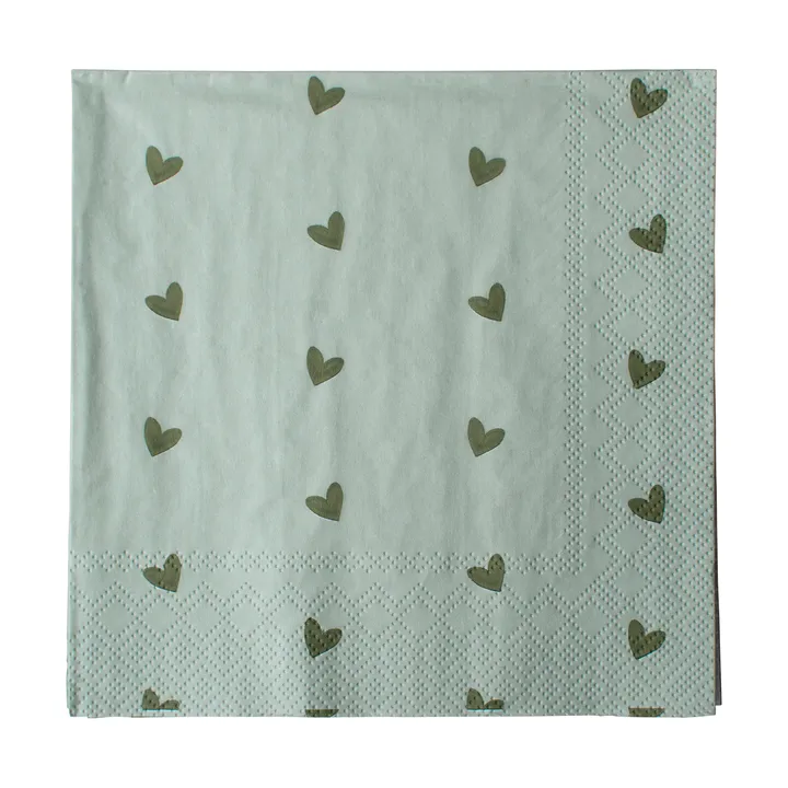 Heart papieren servet 33x33 cm 20-pack - Green - DBKD