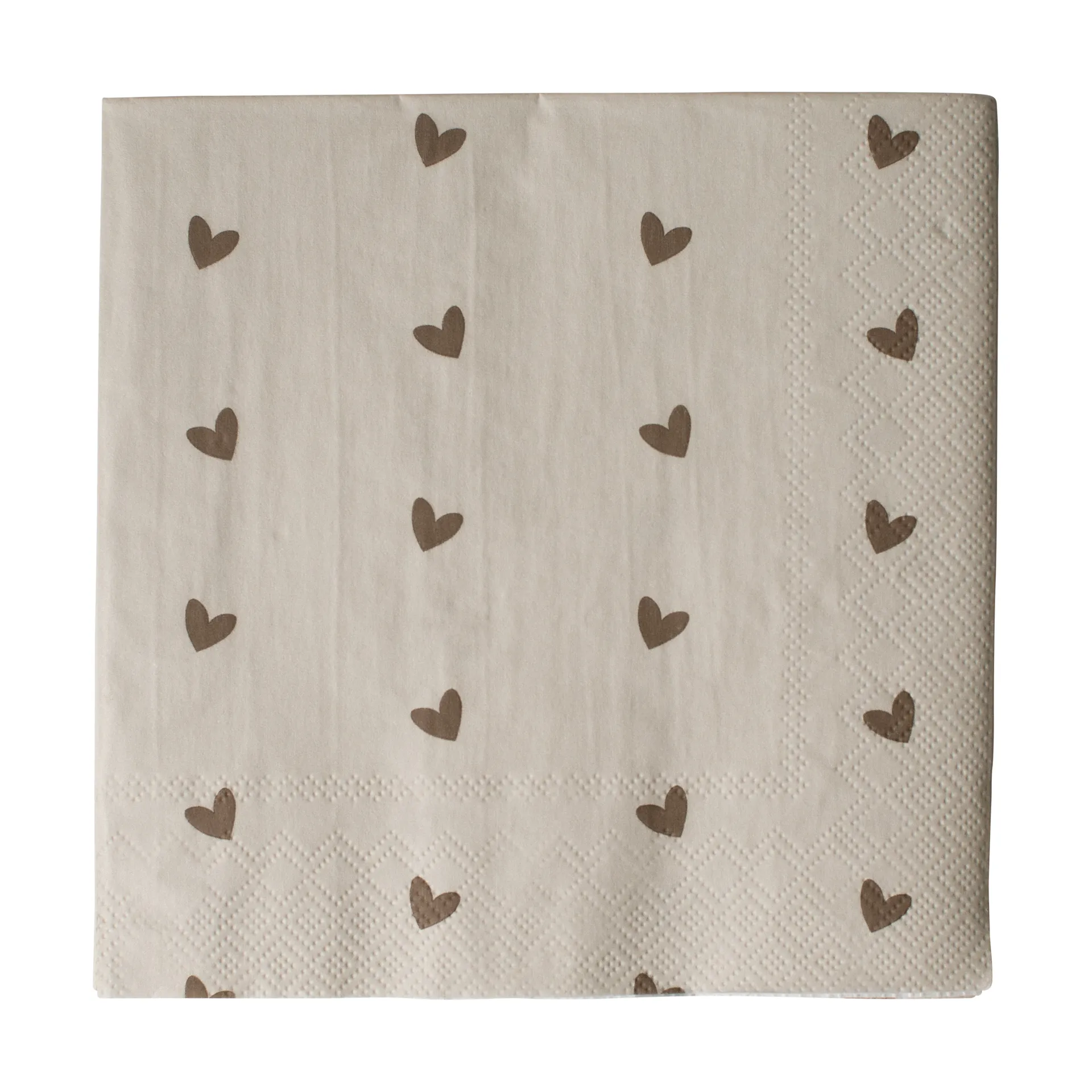 Heart pappersservett 33x33 cm 20-pack, Bruin-beige DBKD