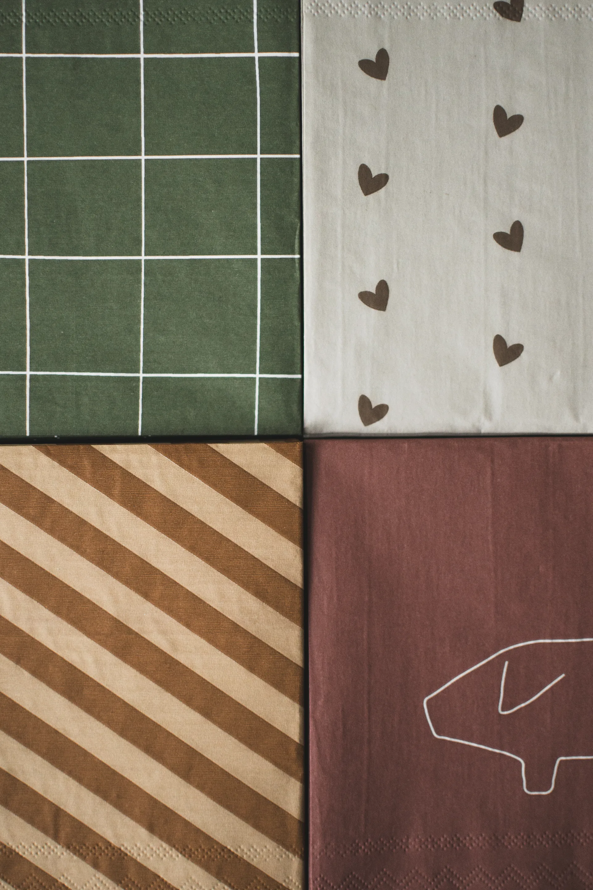 Heart pappersservett 33x33 cm 20-pack, Bruin-beige DBKD