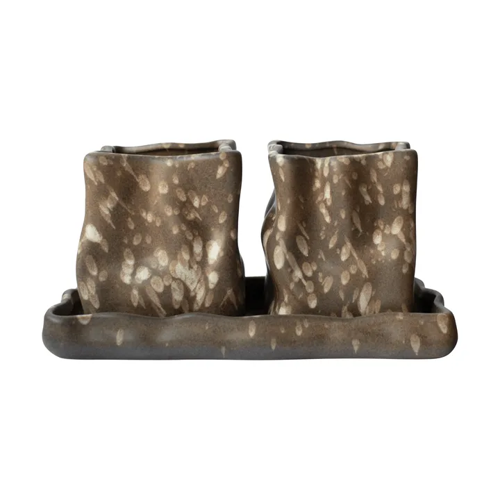 Herb bloempot 3-delig - Brown dot - DBKD