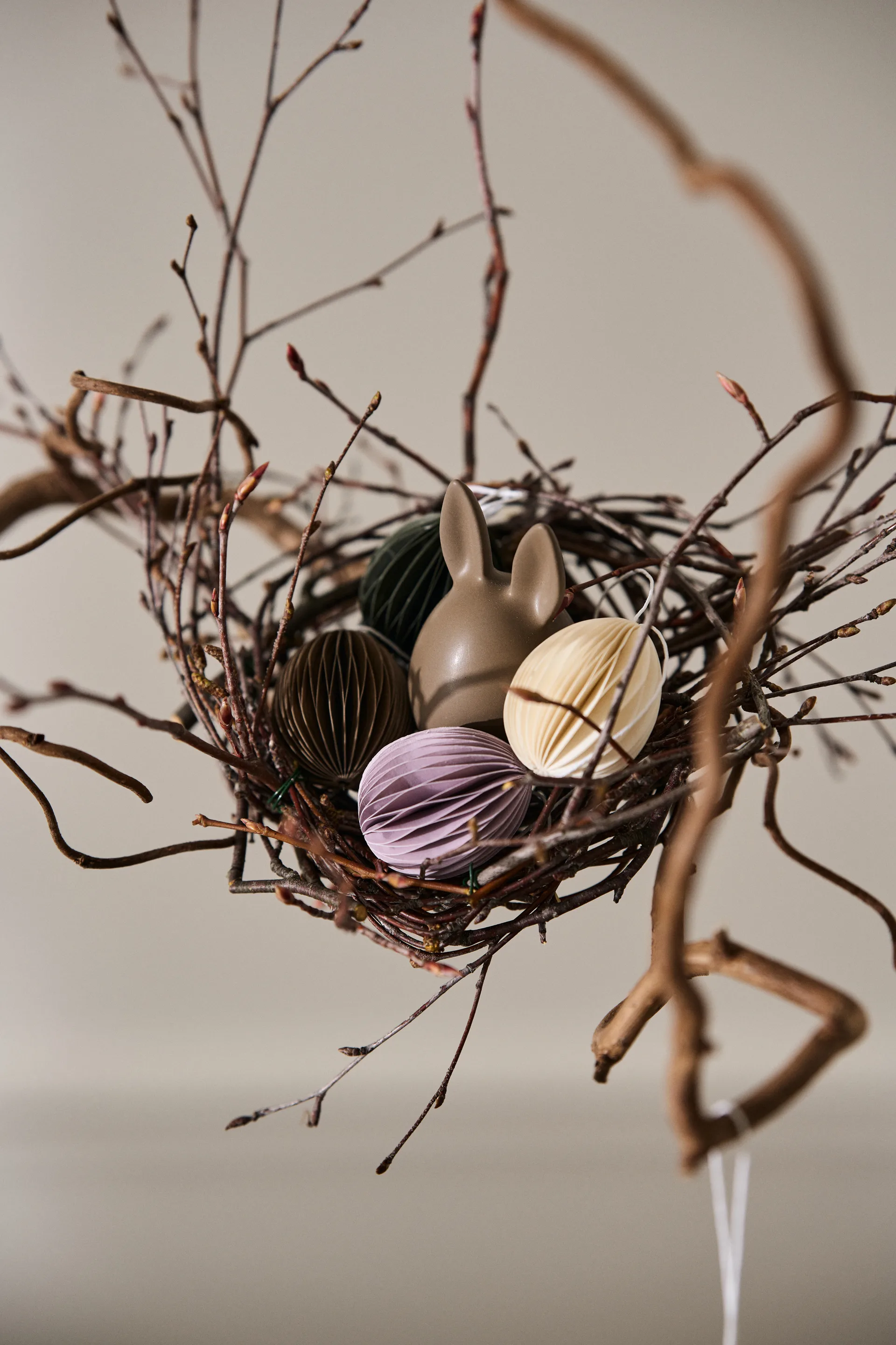 Ovoid paashanger papier small 4 cm, White DBKD