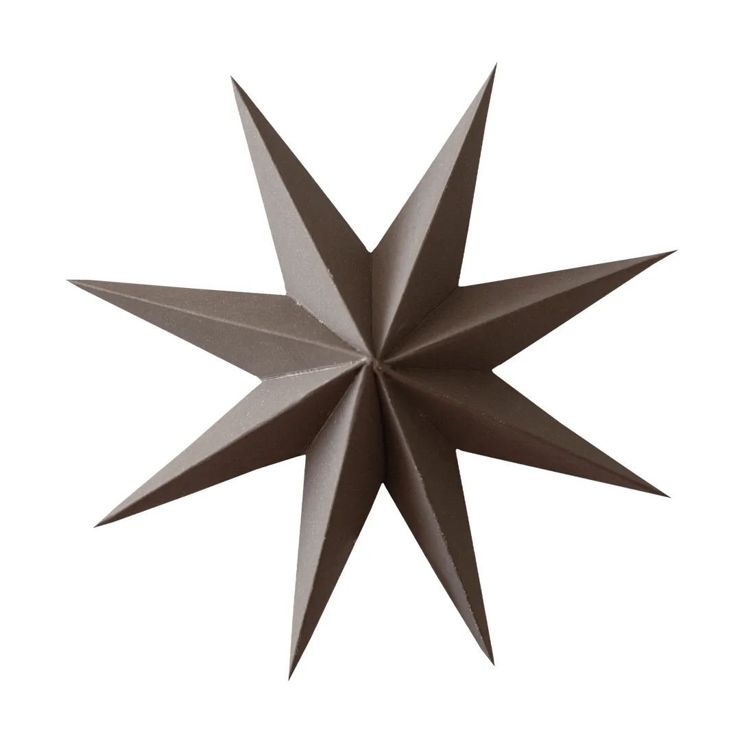 Paper winter star decoratiehanger, Brown, small, Ø9 cm DBKD