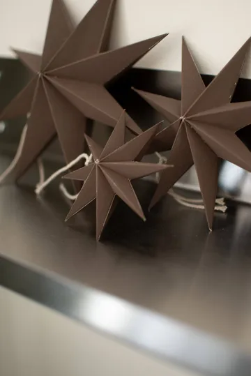 Paper winter star decoratiehanger - Brown, small, Ø9 cm - DBKD