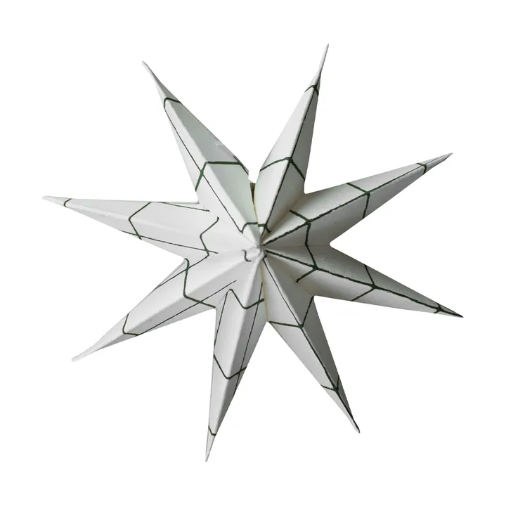 Paper winter star decoratiehanger - Square white, small, Ø9 cm - DBKD
