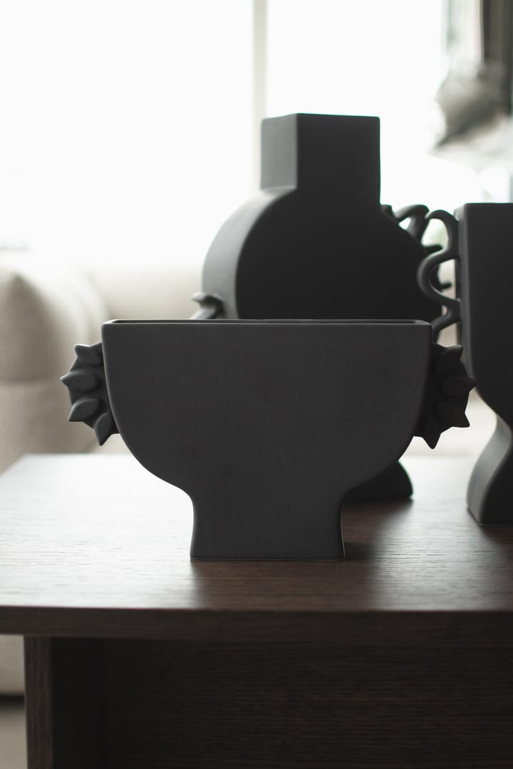 Platte vaas 16 cm, Zwart DBKD