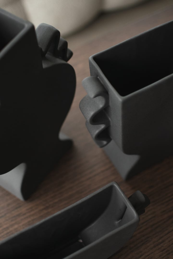 Platte vaas 25 cm, Zwart DBKD