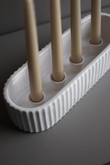 Stripe adventskandelaar 30 cm - Shiny white - DBKD