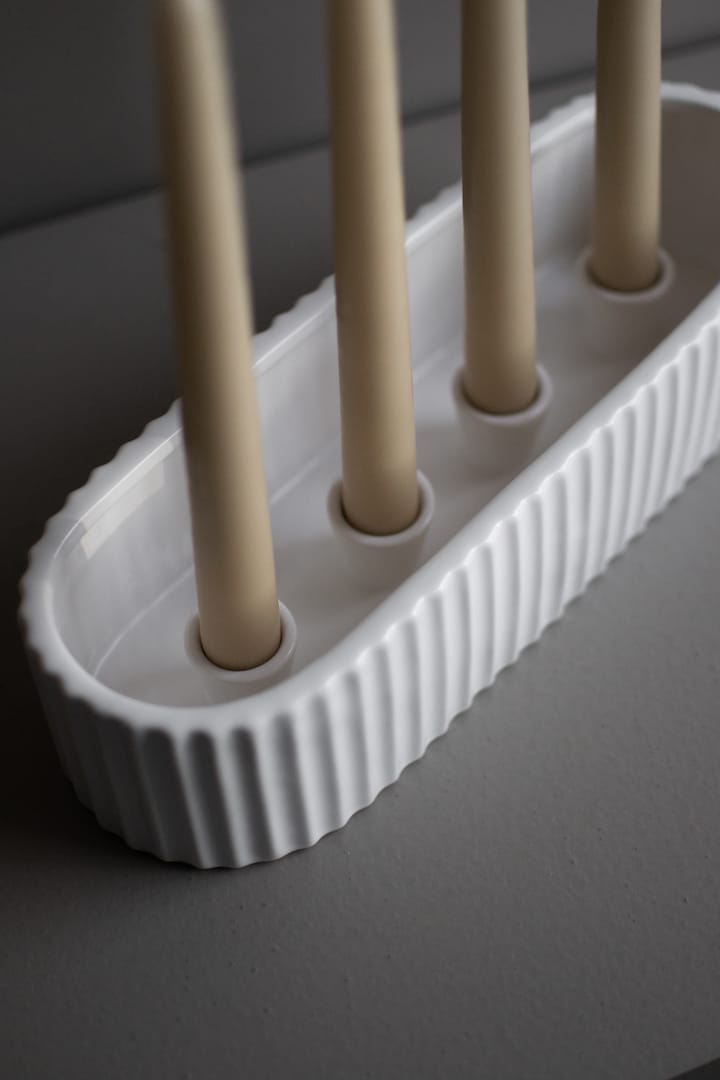 Stripe adventskandelaar 30 cm, Shiny white DBKD