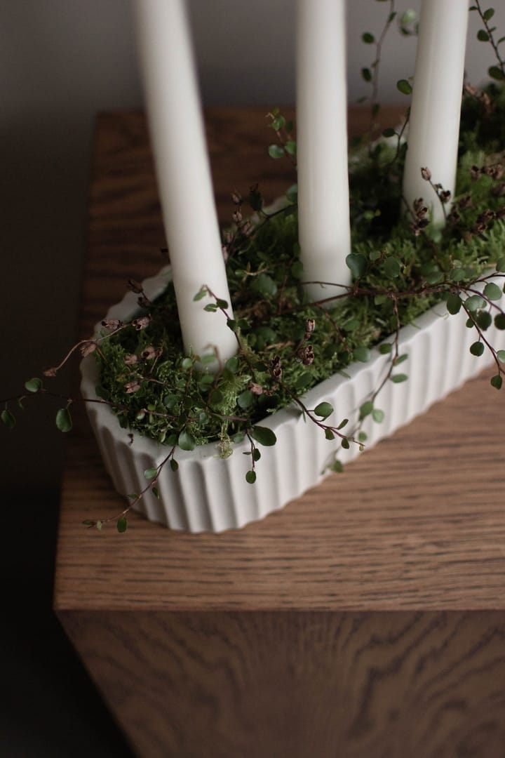 Stripe adventskandelaar 30 cm, Shiny white DBKD
