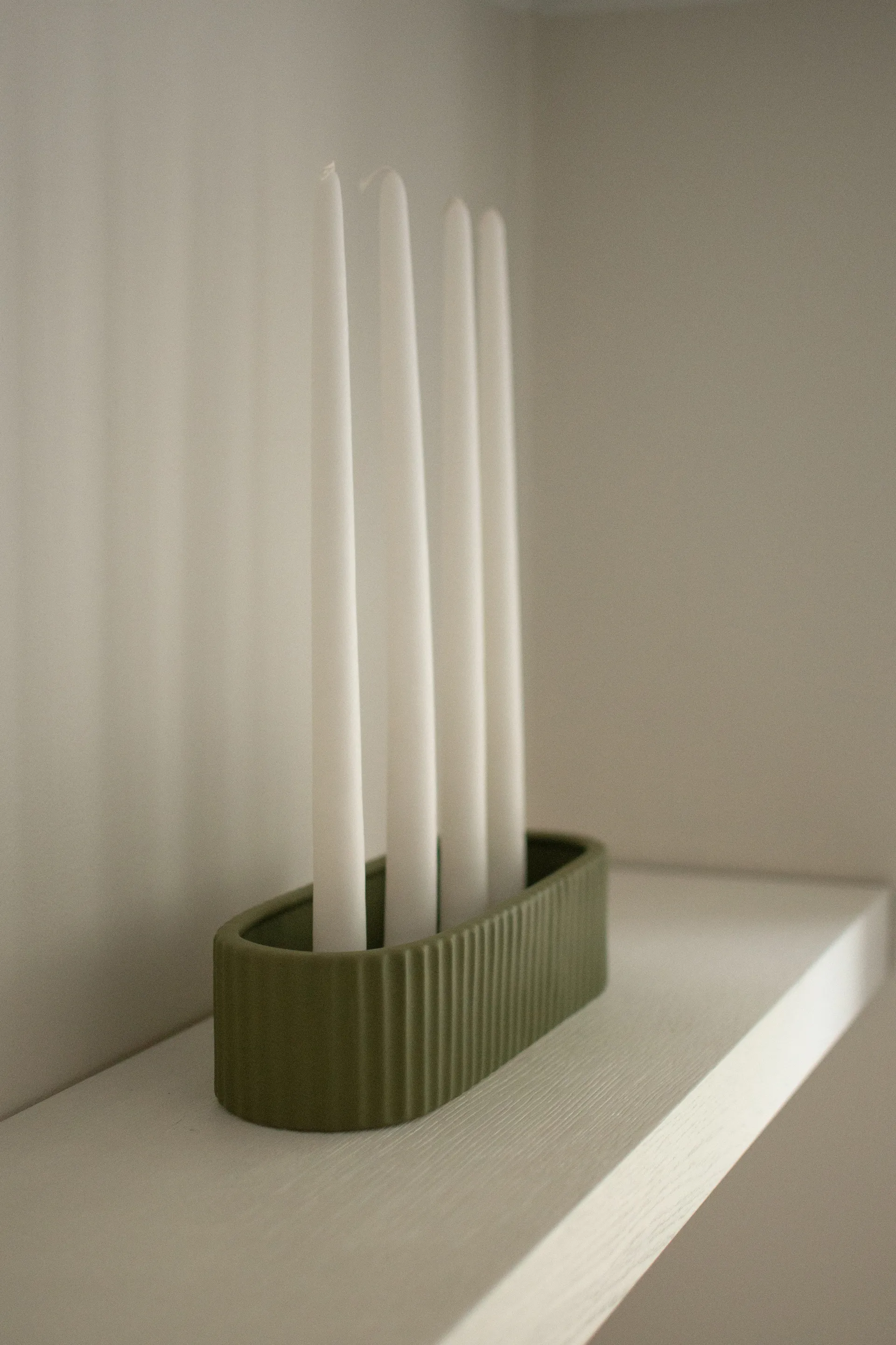 Stripe kandelaar 30 cm, Groen DBKD