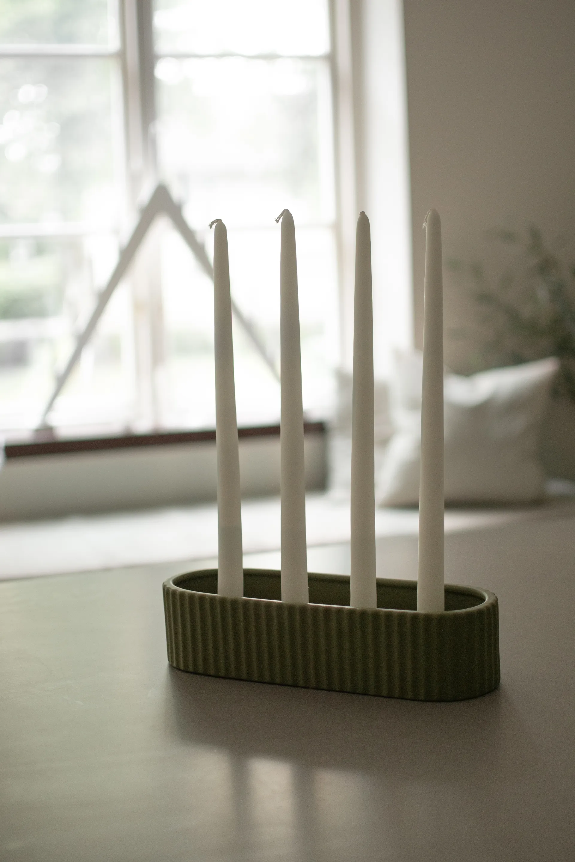 Stripe kandelaar 30 cm, Groen DBKD