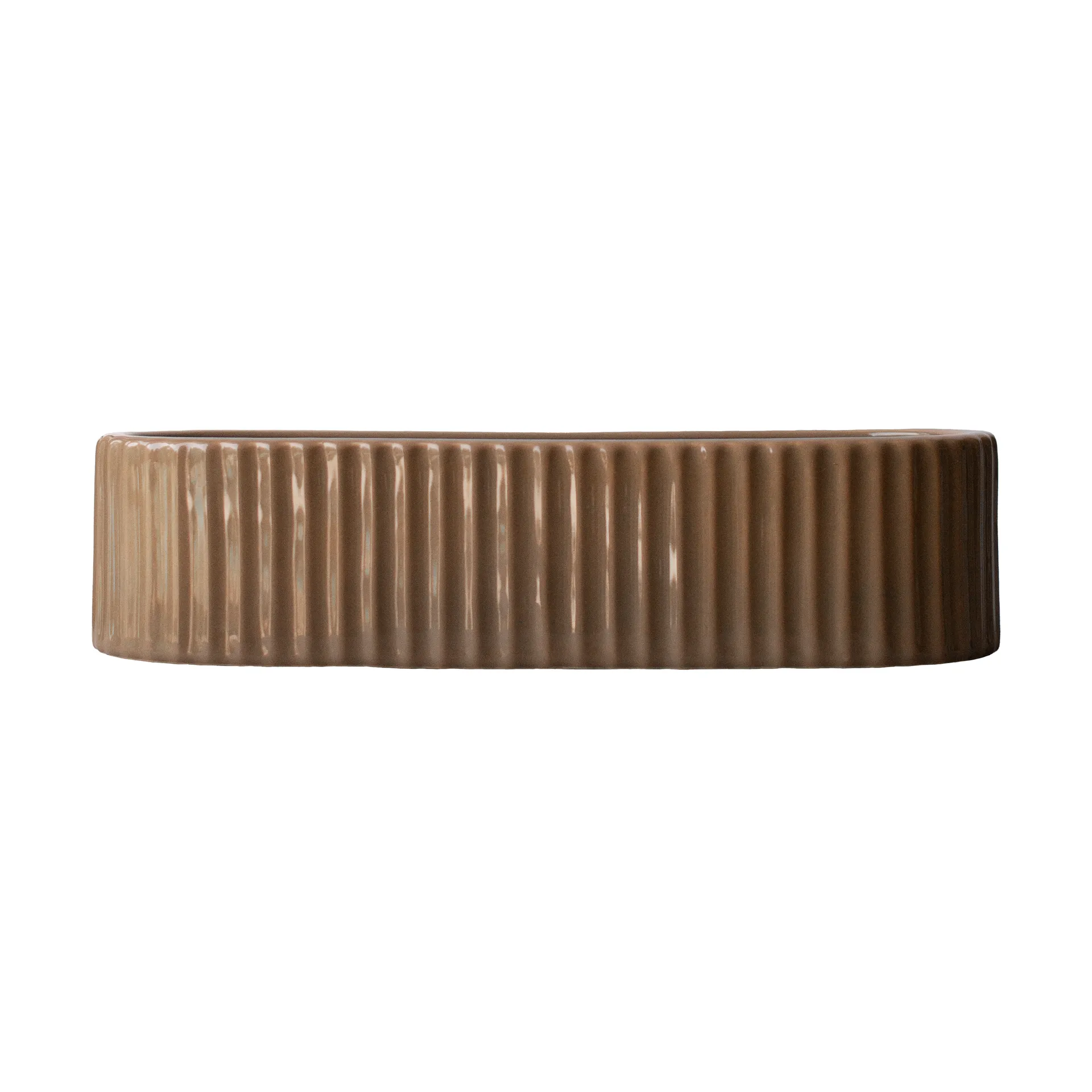 Stripe kandelaar 30 cm, Shiny nougat DBKD