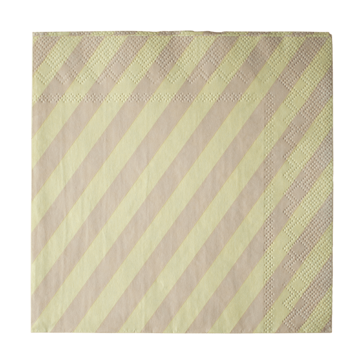Stripe papieren servet 33x33 cm 20-pack, Yellow DBKD