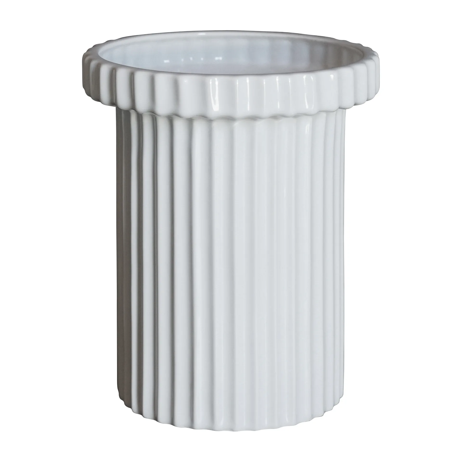 Stripe pot klein h18 cm Ø12 cm, Shiny white DBKD