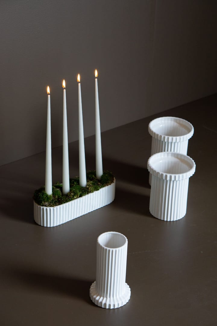 Stripe pot klein h18 cm Ø12 cm, Shiny white DBKD