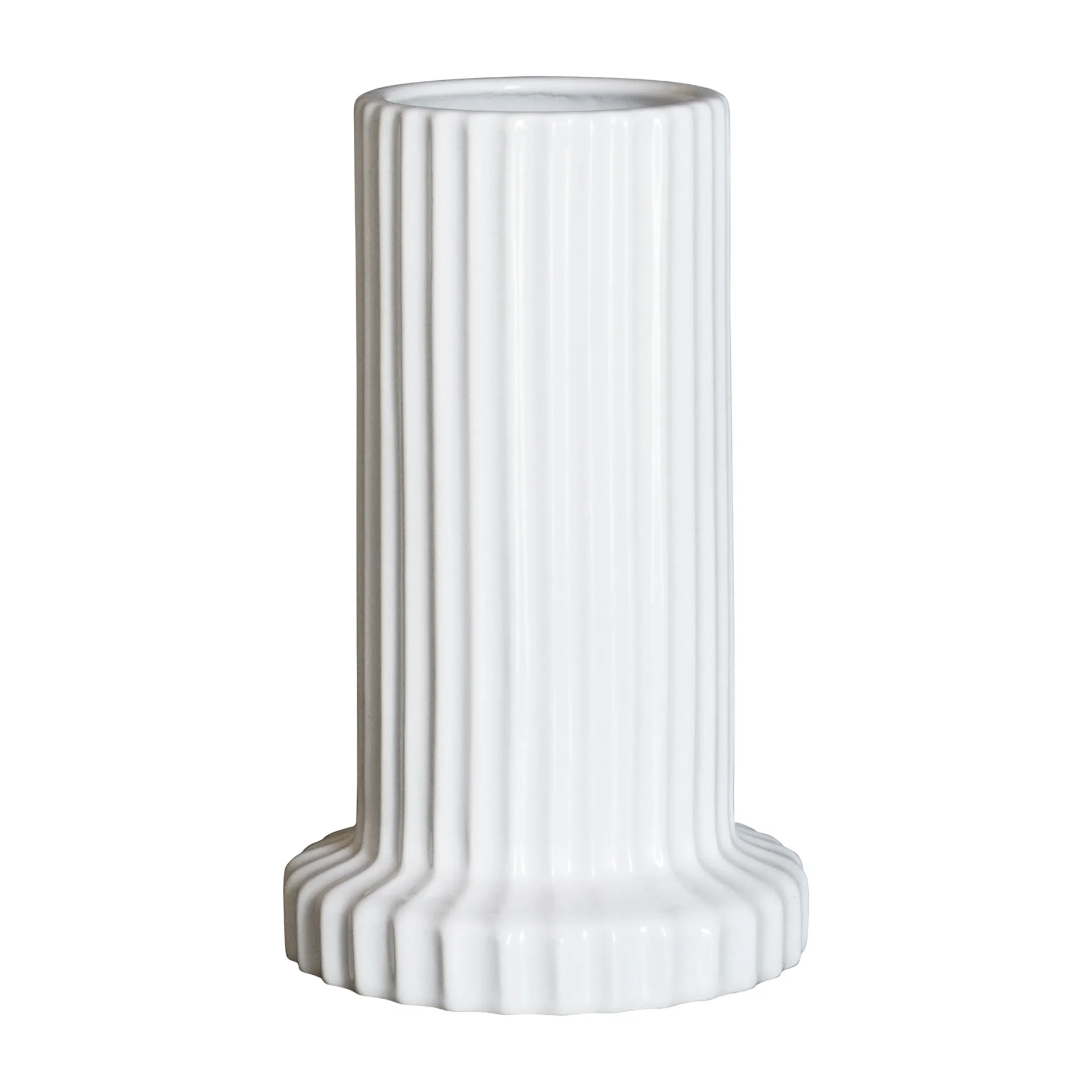 Stripe vaas 18 cm, Shiny white DBKD