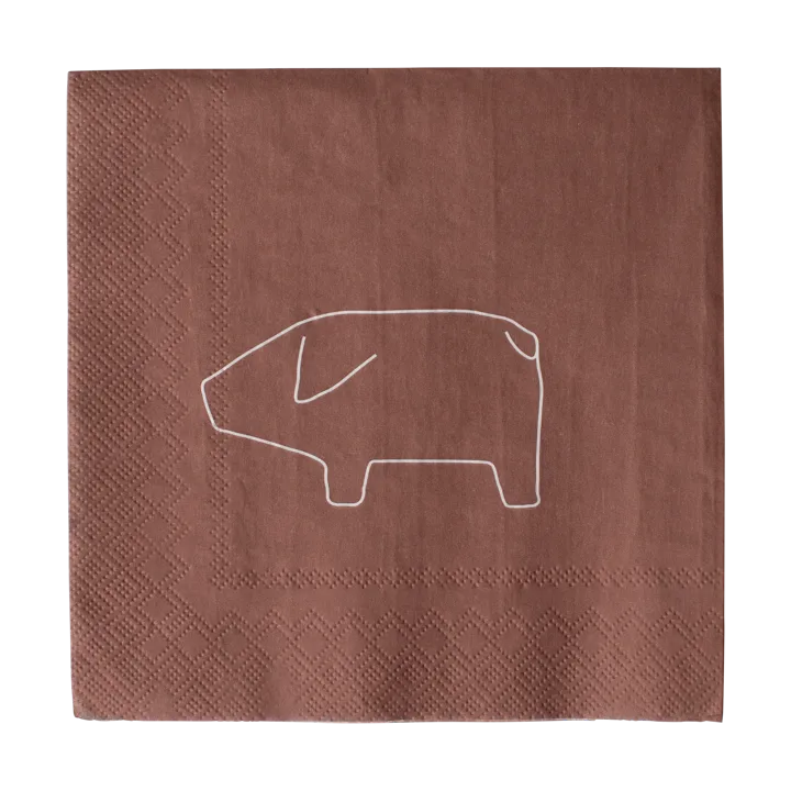 Swedish pig papieren servet 33x33 cm 20-pack - Rood - DBKD