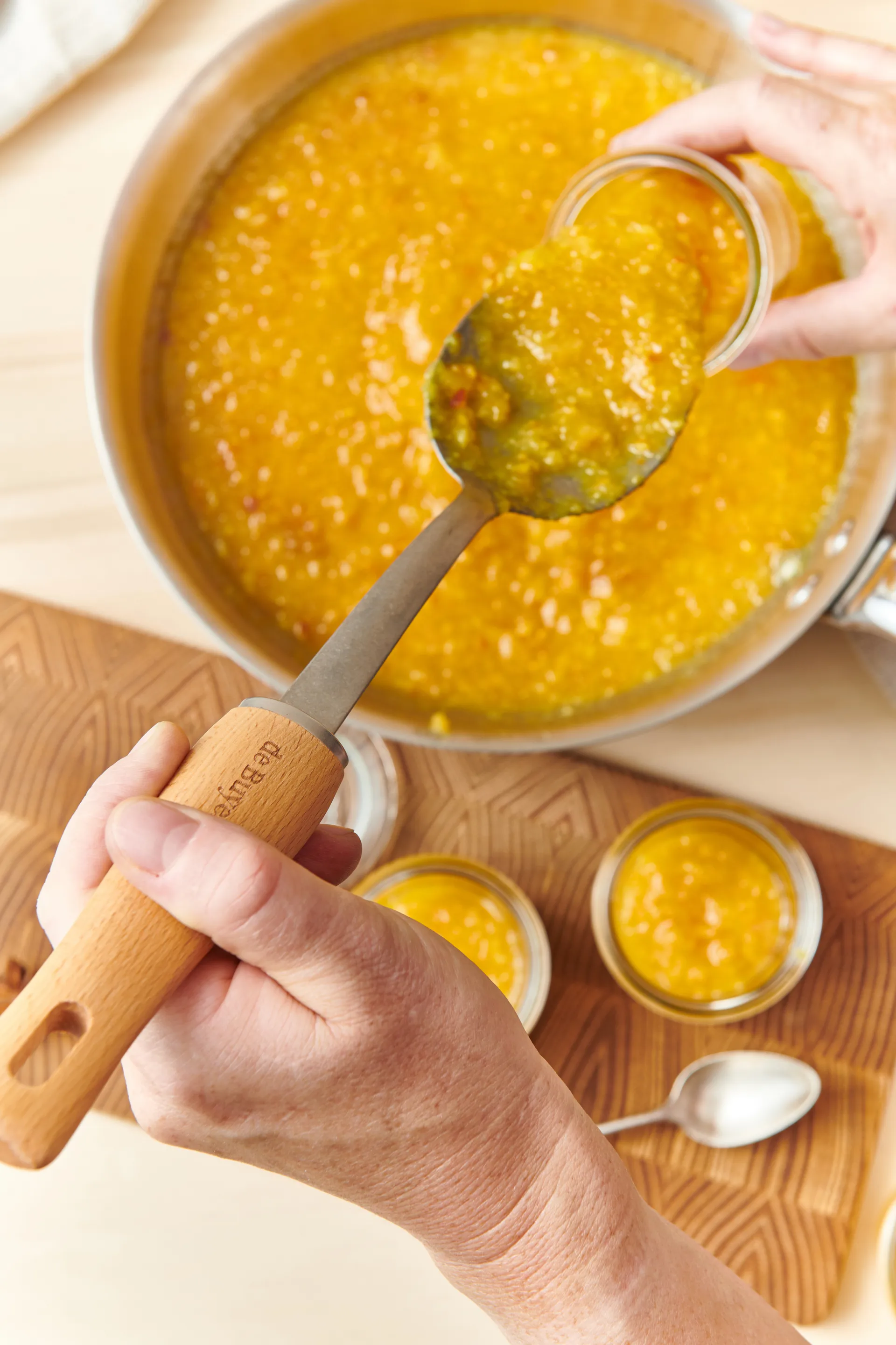 De Buyer B Bois opscheplepel met houten handvat, Roestvrij staal De Buyer