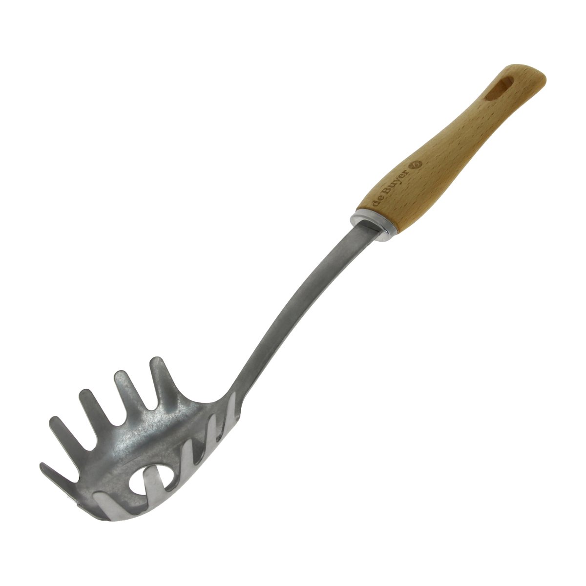 De Buyer B Bois spaghettilepel met houten handvat Roestvrij staal