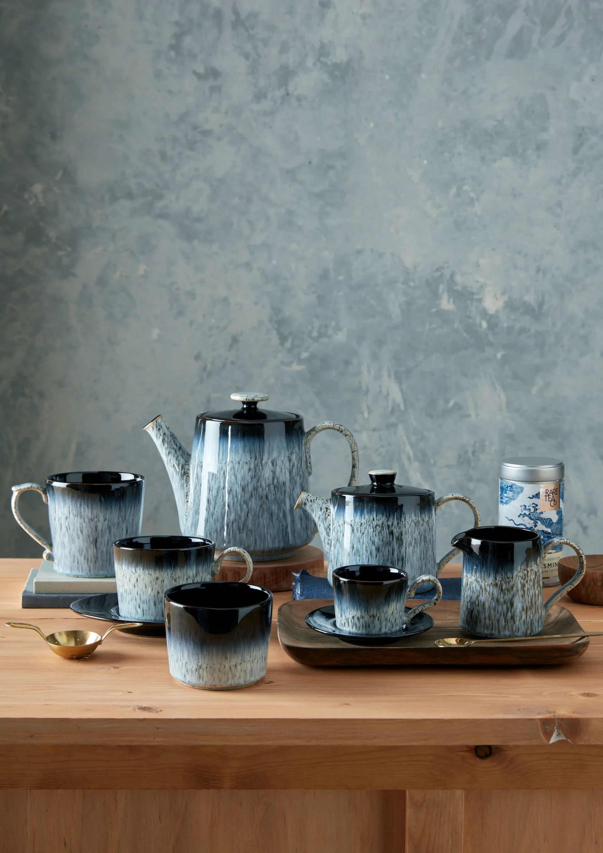 Halo brew espressokop 10 cl, Blauw-grijs-zwart Denby