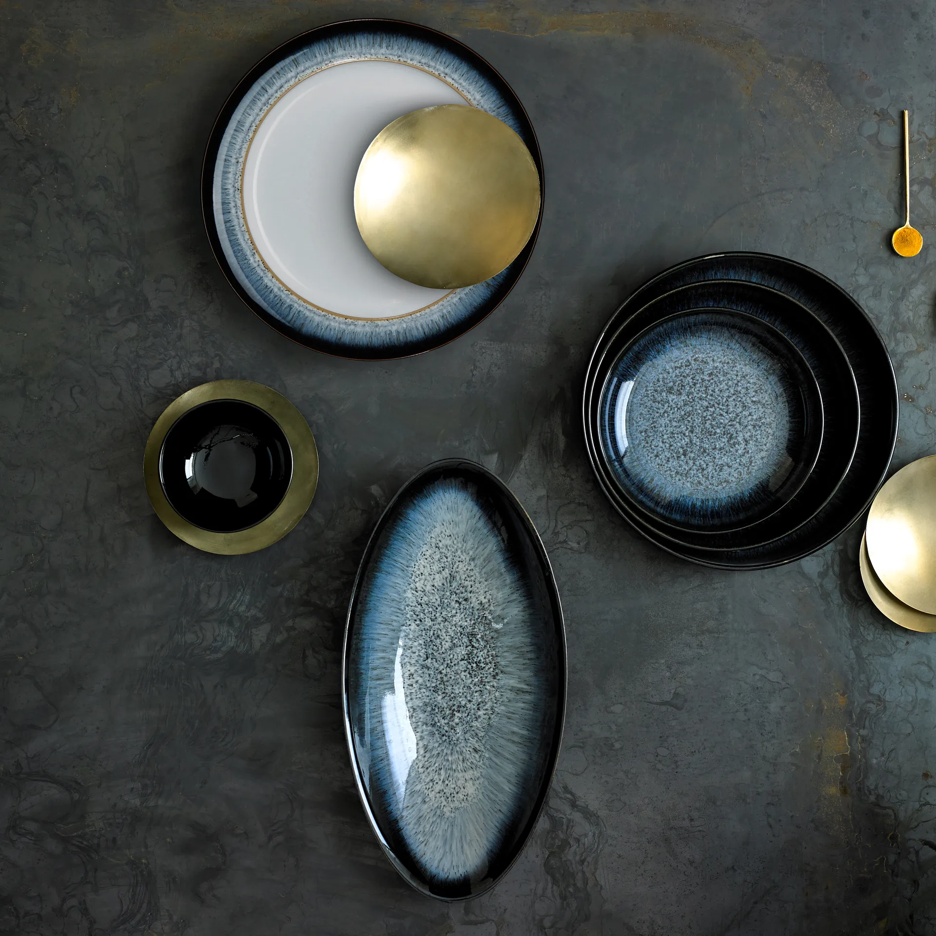 Halo kom 20,5 cm, Blauw-grijs-zwart Denby