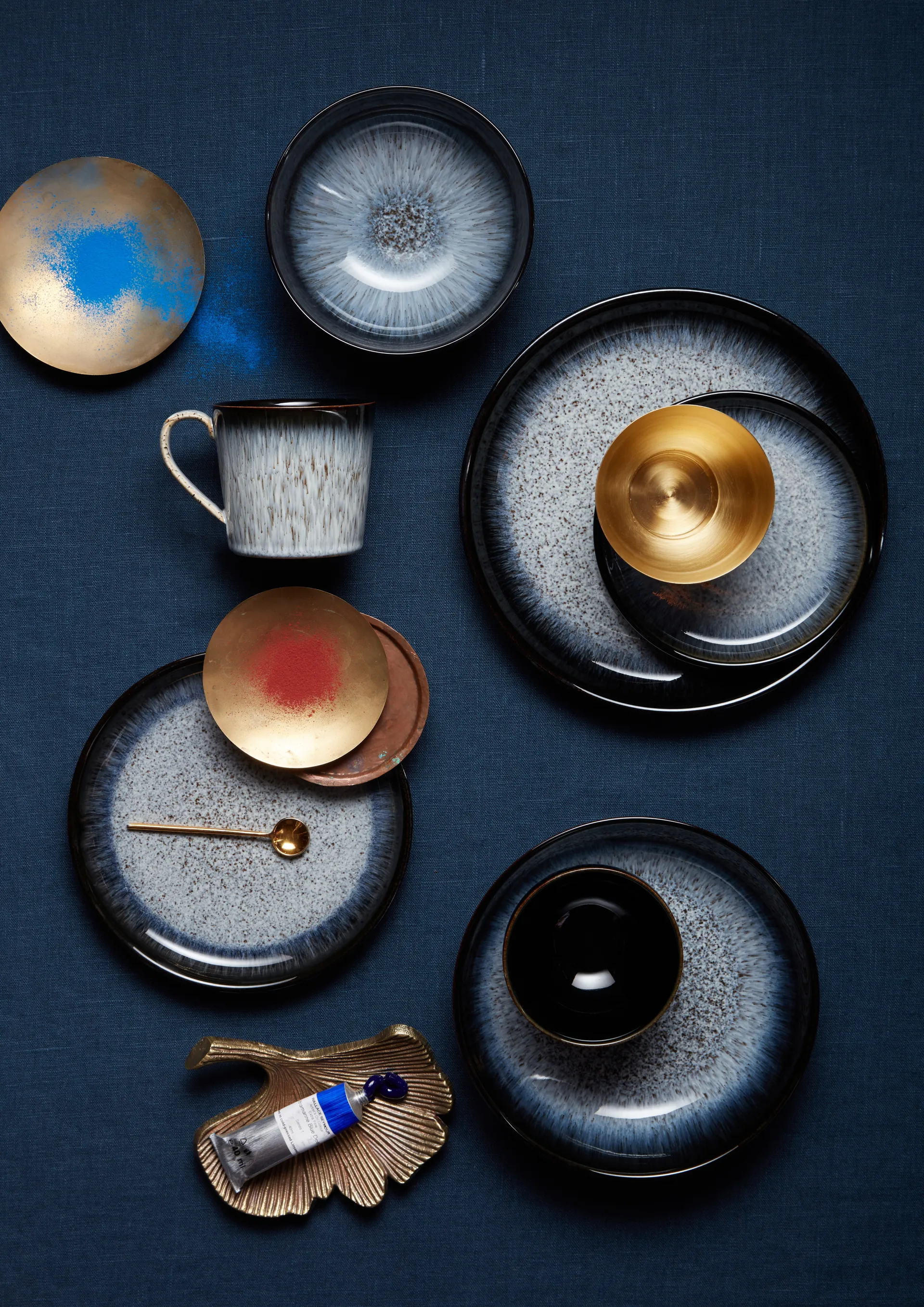 Halo pastabord 22 cm 4-pack, Blauw-grijs-zwart Denby