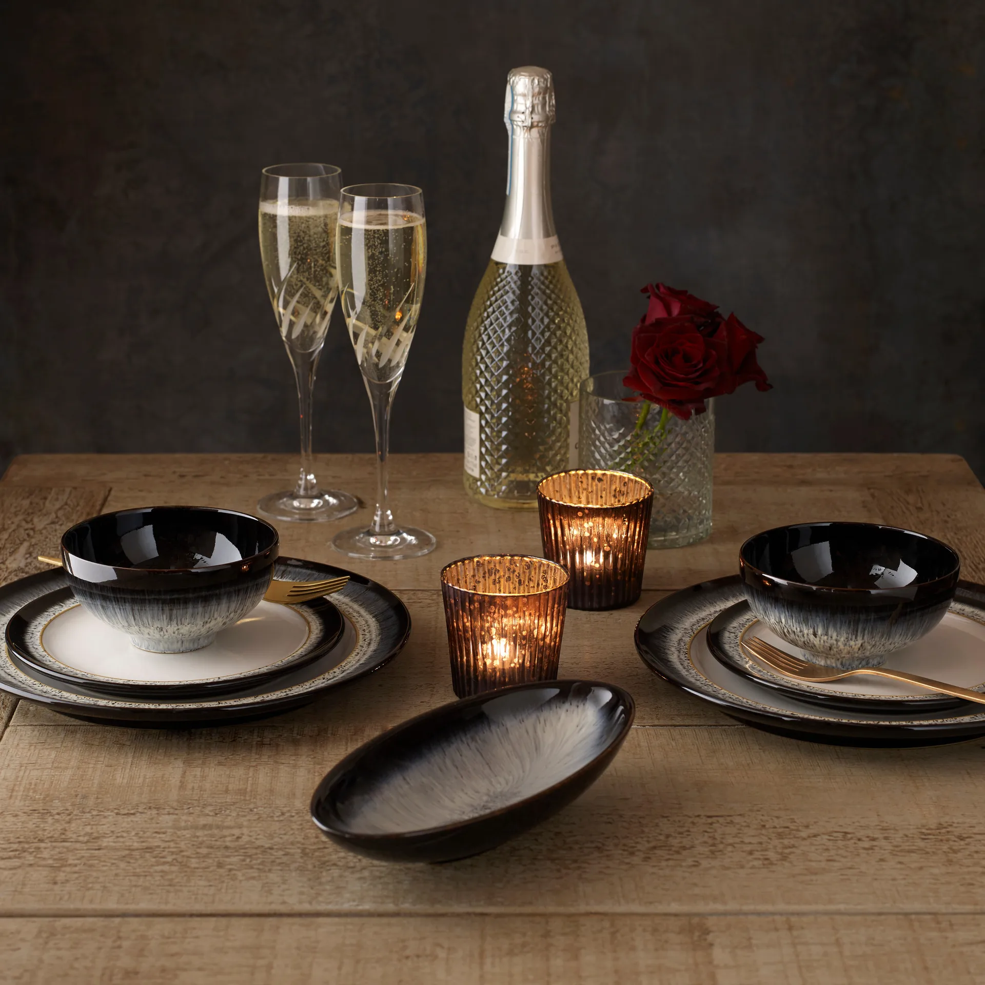 Halo rijstkom 13 cm, Blauw-grijs-zwart Denby