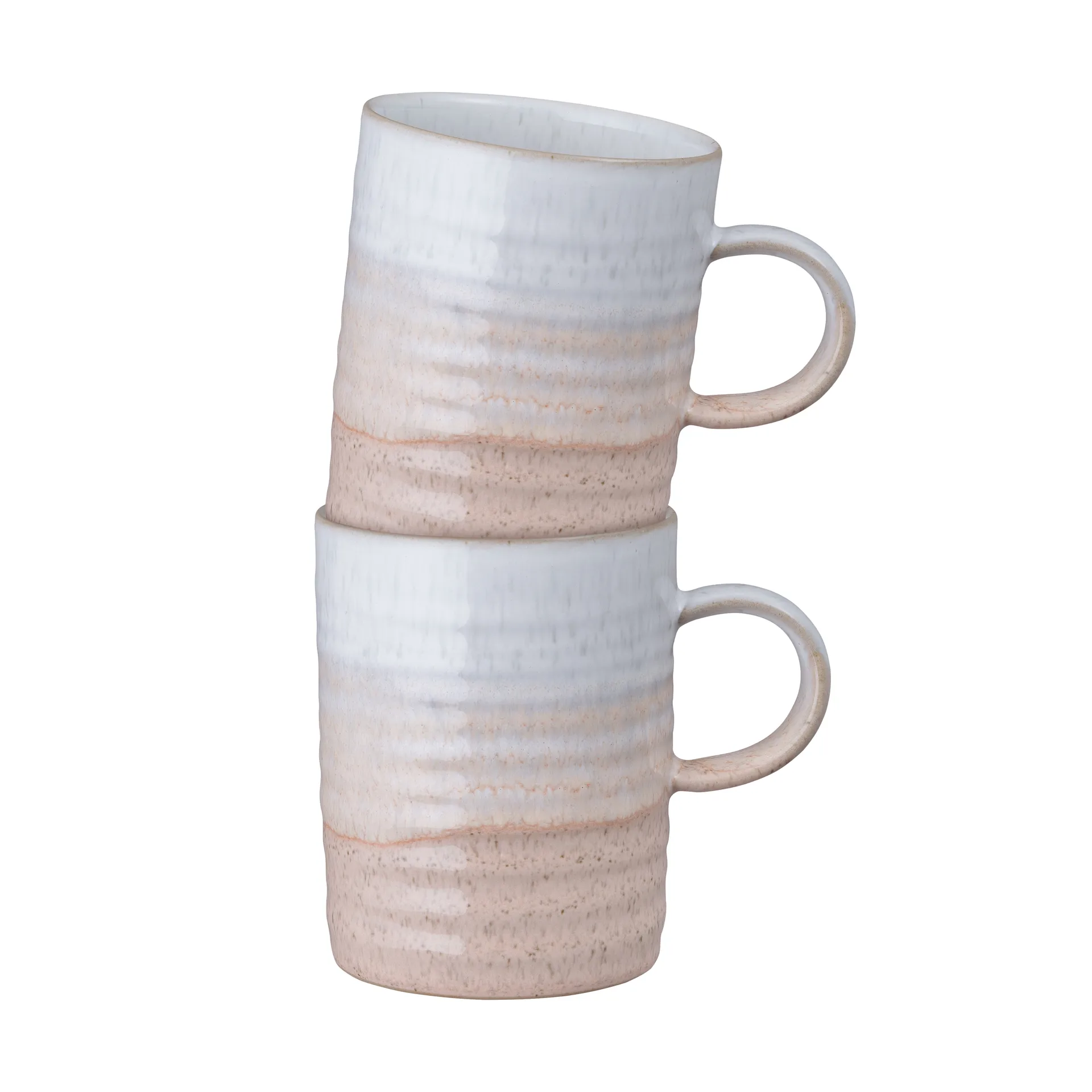 Kiln Coral geribbelde mok, Koraal-beige, 2-pack Denby
